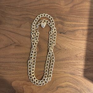 Juicy Couture Gold Chunky Chain Heart Pendant Necklace